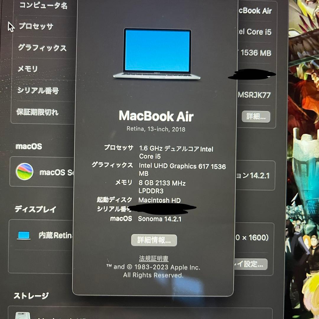 MacBook本体 MacBook Air (Retina, 13-inch, 2018)