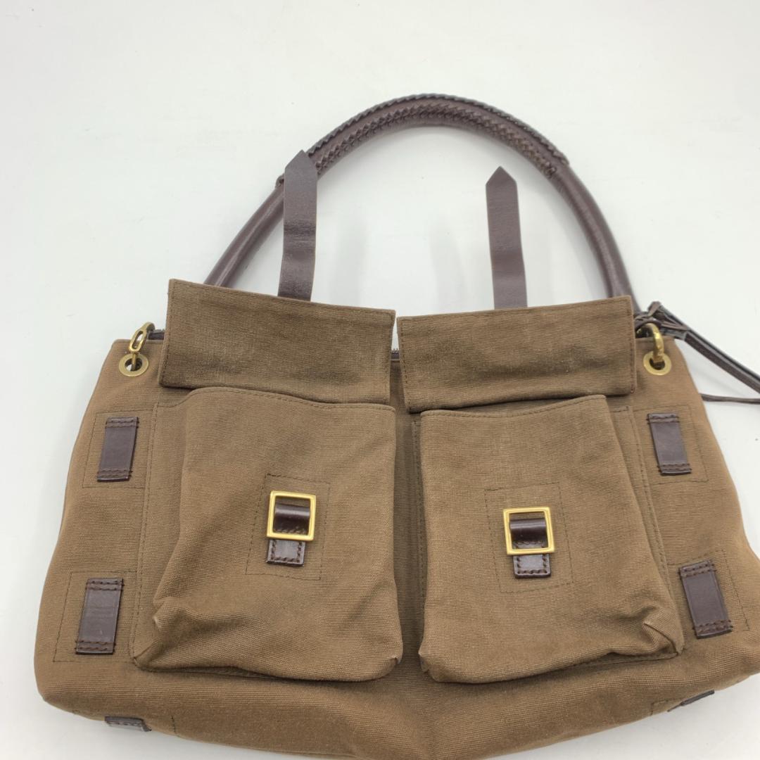 オールドグッチ ショルダーバッグ ハンドバック 真鍮色 キャンバス レザー