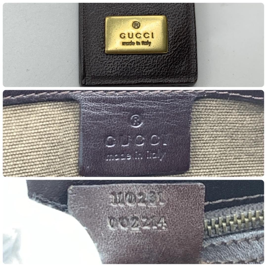 オールドグッチ ショルダーバッグ ハンドバック 真鍮色 キャンバス レザー