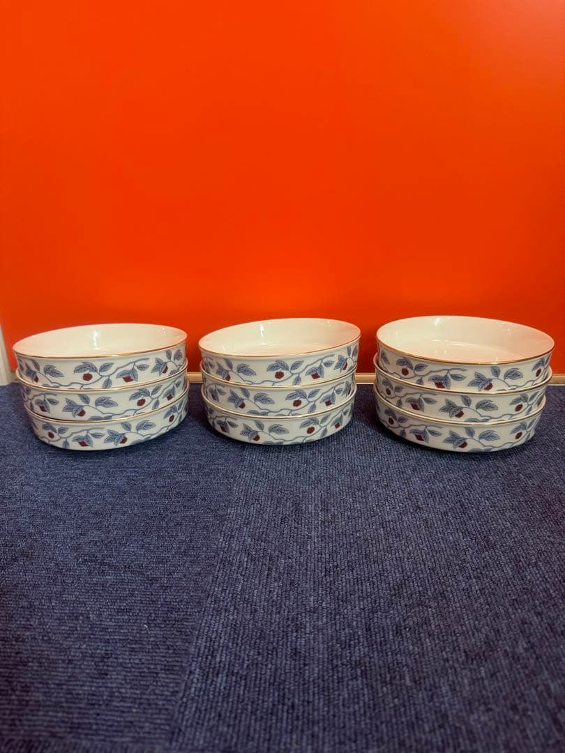 1697 深川製磁　果実文　中皿　9客　15cm 金彩