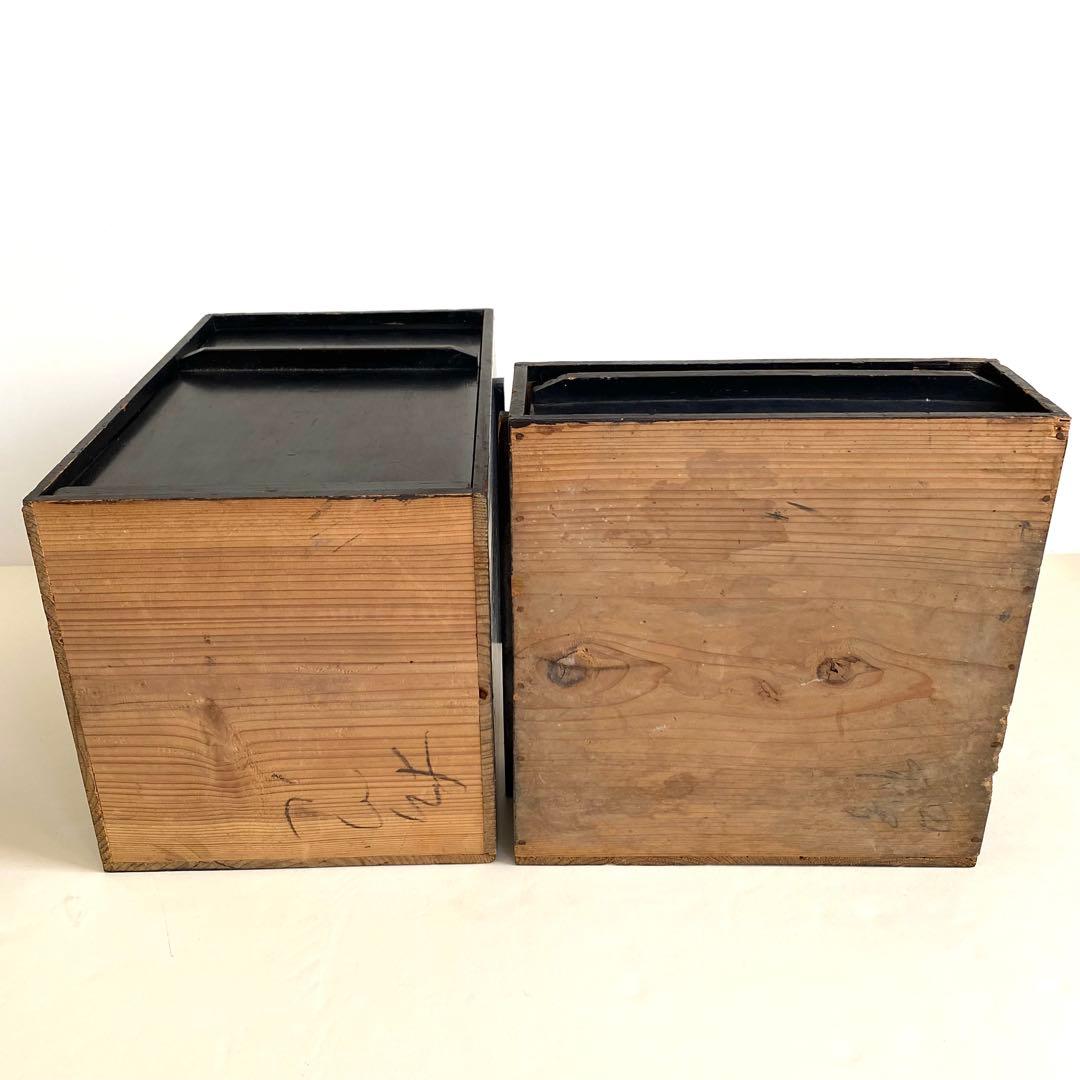 漆塗り　植物柄　重箱　4段　台付き　ビンテージ