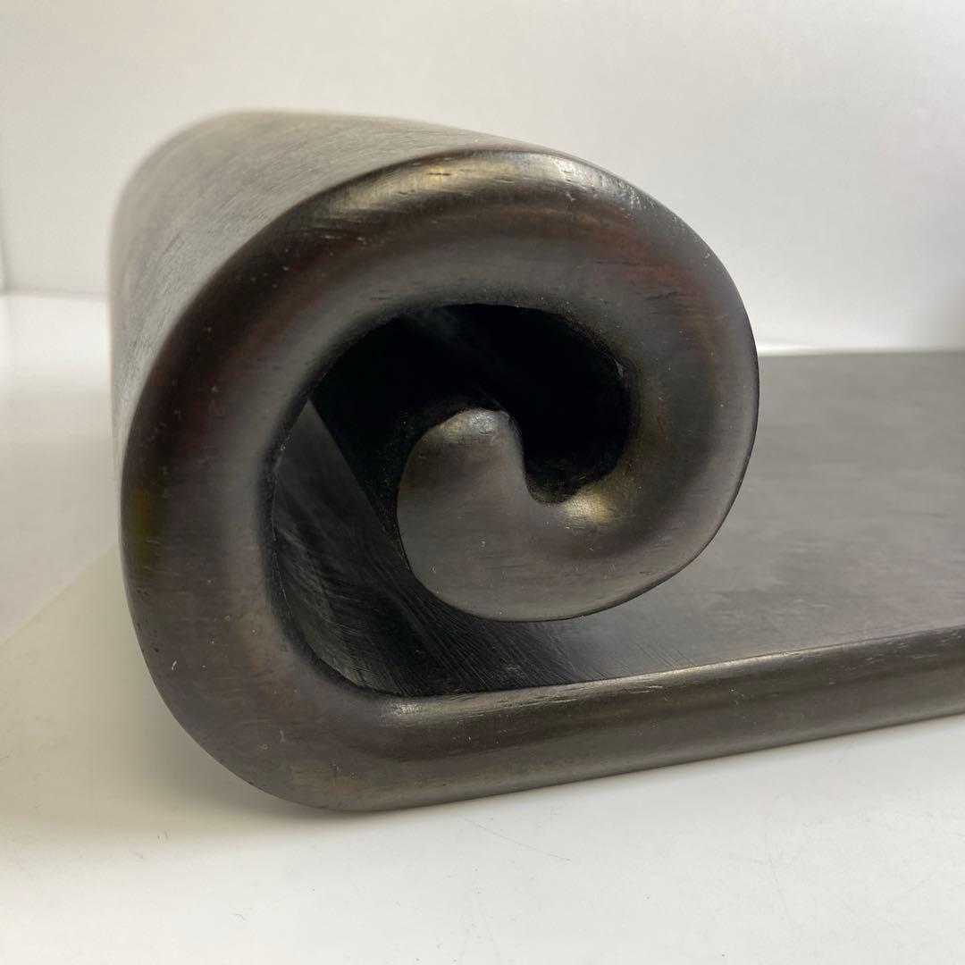 唐物　唐木　肉厚くりぬき曲台　幅約40㎝　3125gトコト東さ8-0107☆2F