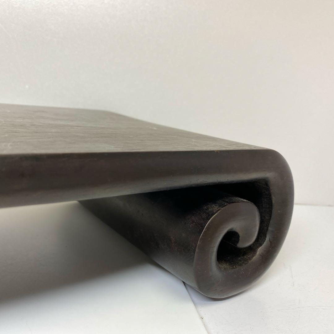 唐物　唐木　肉厚くりぬき曲台　幅約40㎝　3125gトコト東さ8-0107☆2F