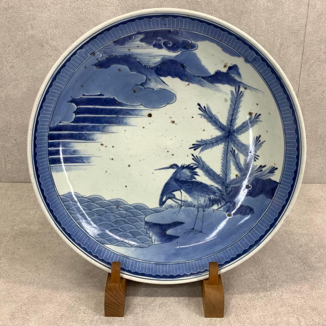 直径40cm ! 大皿 松に鶴 縁起 アンティーク 昭和レトロ 伊万里⑧