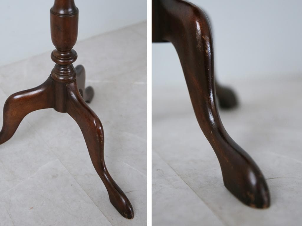 英国アンティーク木製ワインテーブル/サイドテーブル/丸机/飾り棚(89-283)