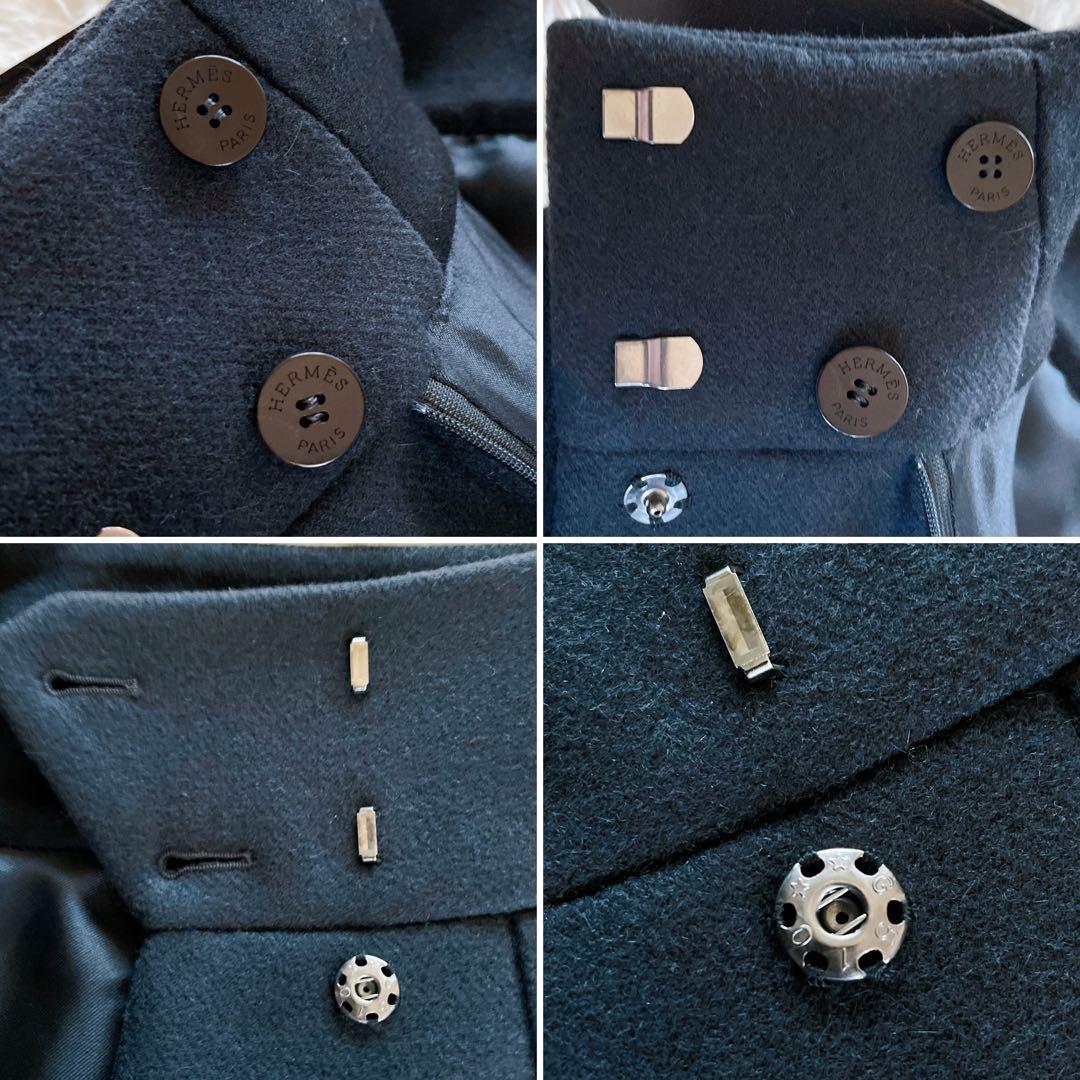 美品✨希少【エルメス】ウールアンゴラ ビッグベルトラップスカート ブラック 36