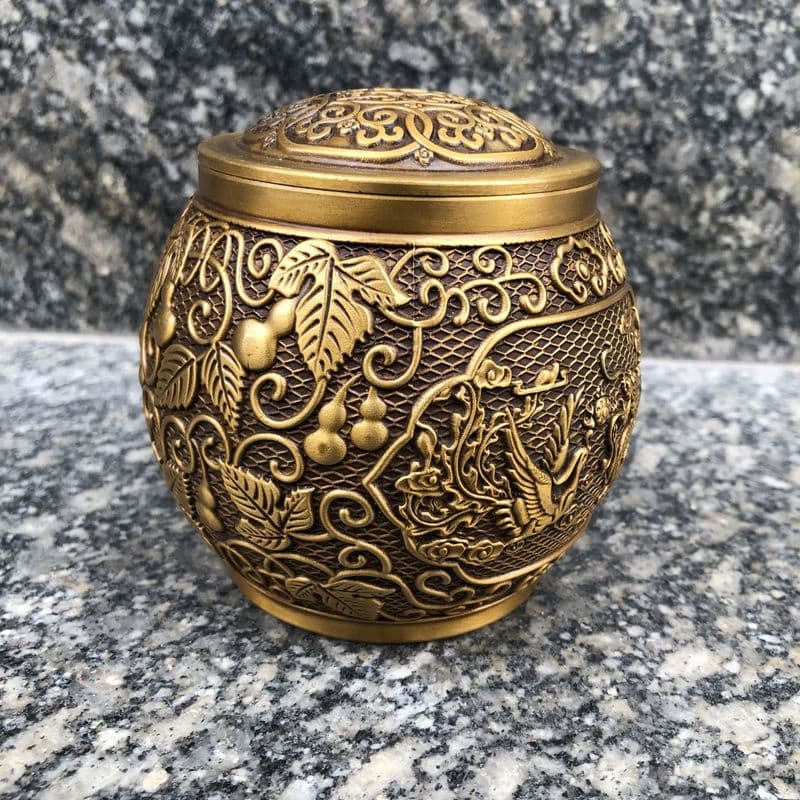 銅 細工 瓢簞龍鳳図茶壺 茶道具 香道具 装飾品 工芸品 置物