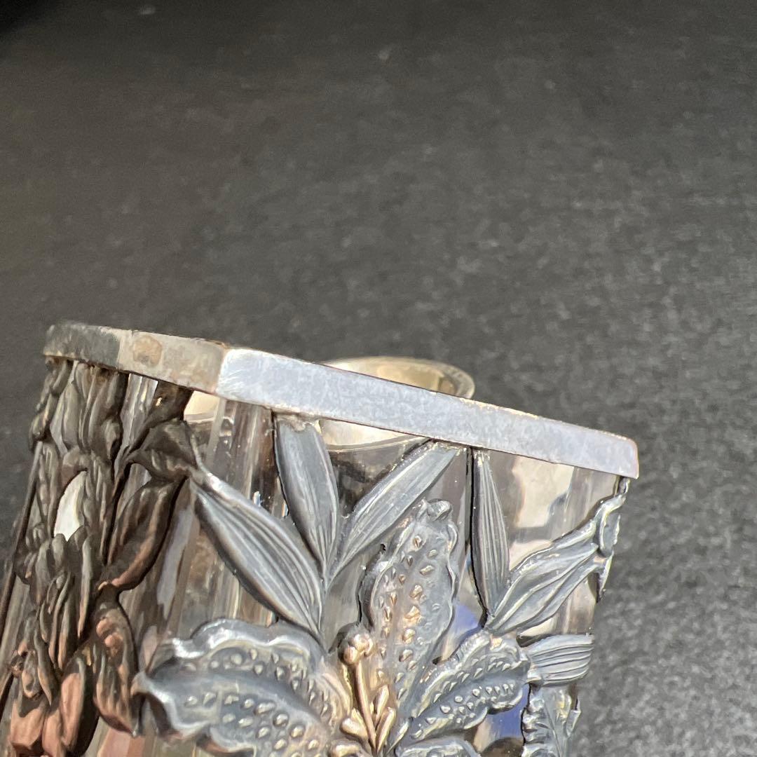 銀製刻印　透彫小花入　180g高さ6㎝　東Y7-1218☆2F