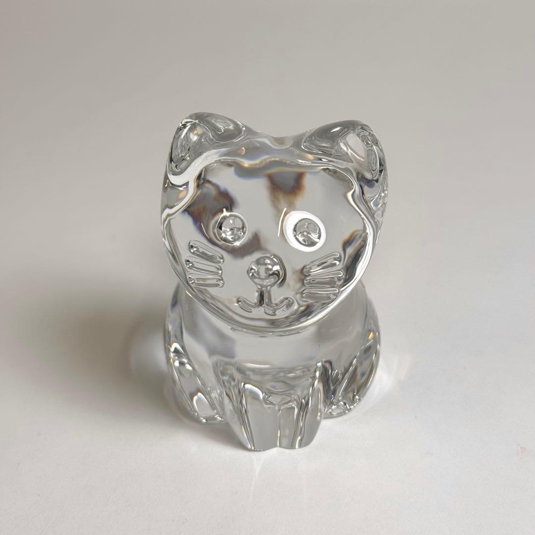 最安値 バカラ Baccarat クリスタルフィギュア 猫 ねこ フィギュリン