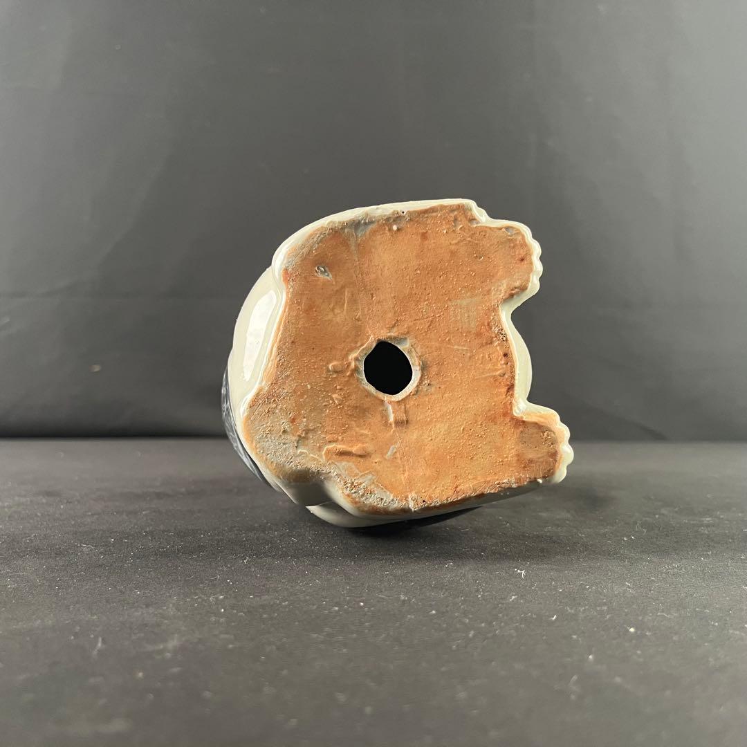 大正時代　手塗り色絵　可愛い招き猫　招福　縁起物　陶器　置物　25センチ