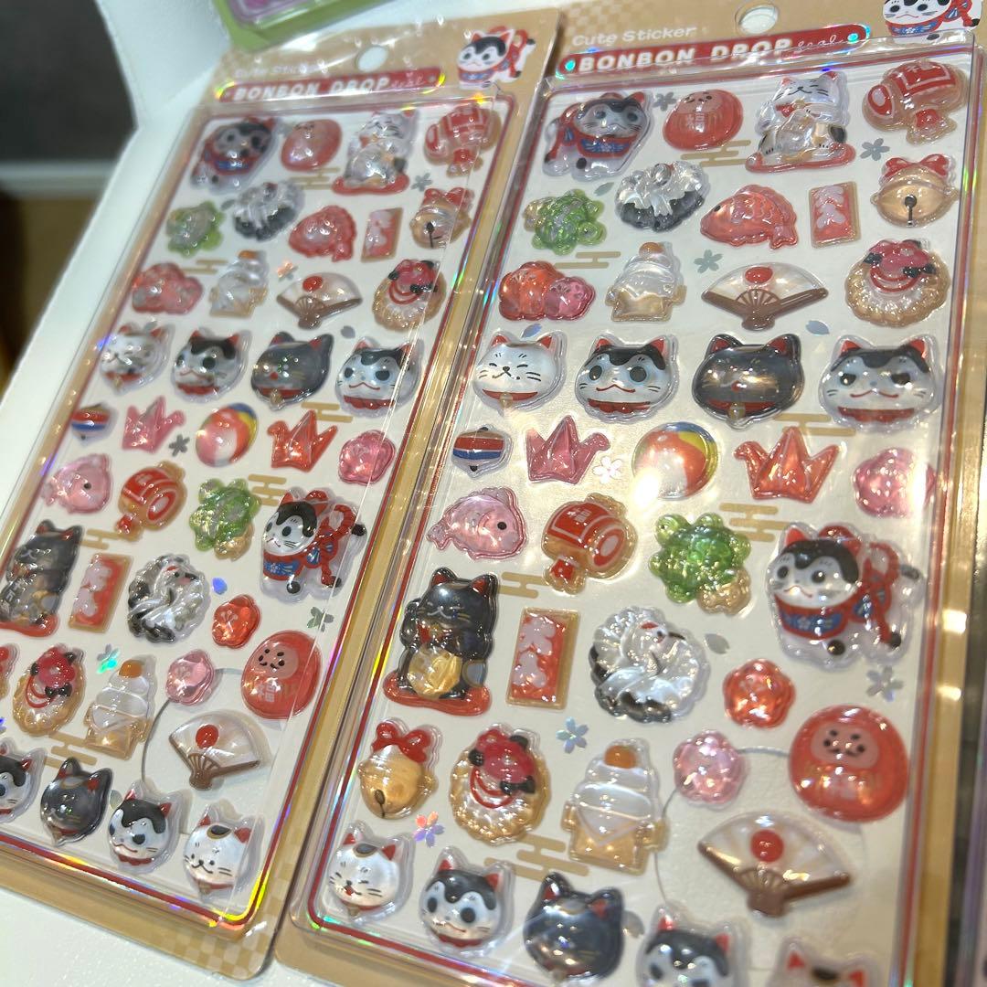 【正規品】ボンボンドロップシール 和柄 8枚セット 桜 柴犬 縁起物 忍者