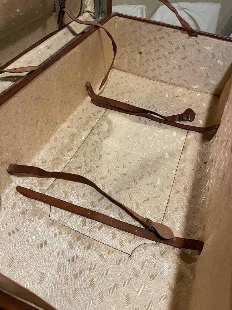 アンティーク レザー トランク 本革 特大 ヌメ革 キャメル キャリー ケース