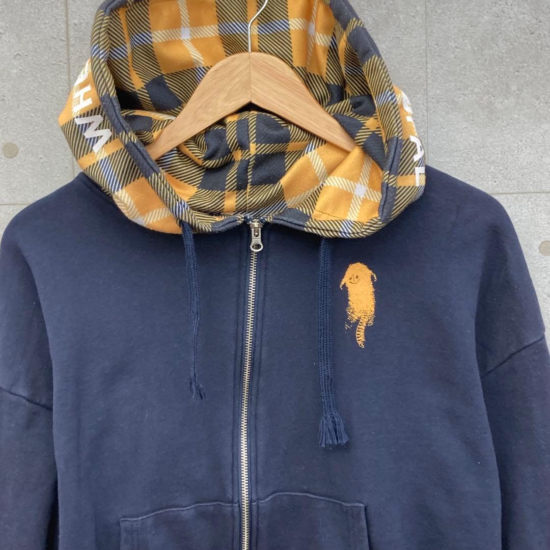 米津玄師 せきついくんパーカー チェック スウェット ジップパーカー Ｍ 紺