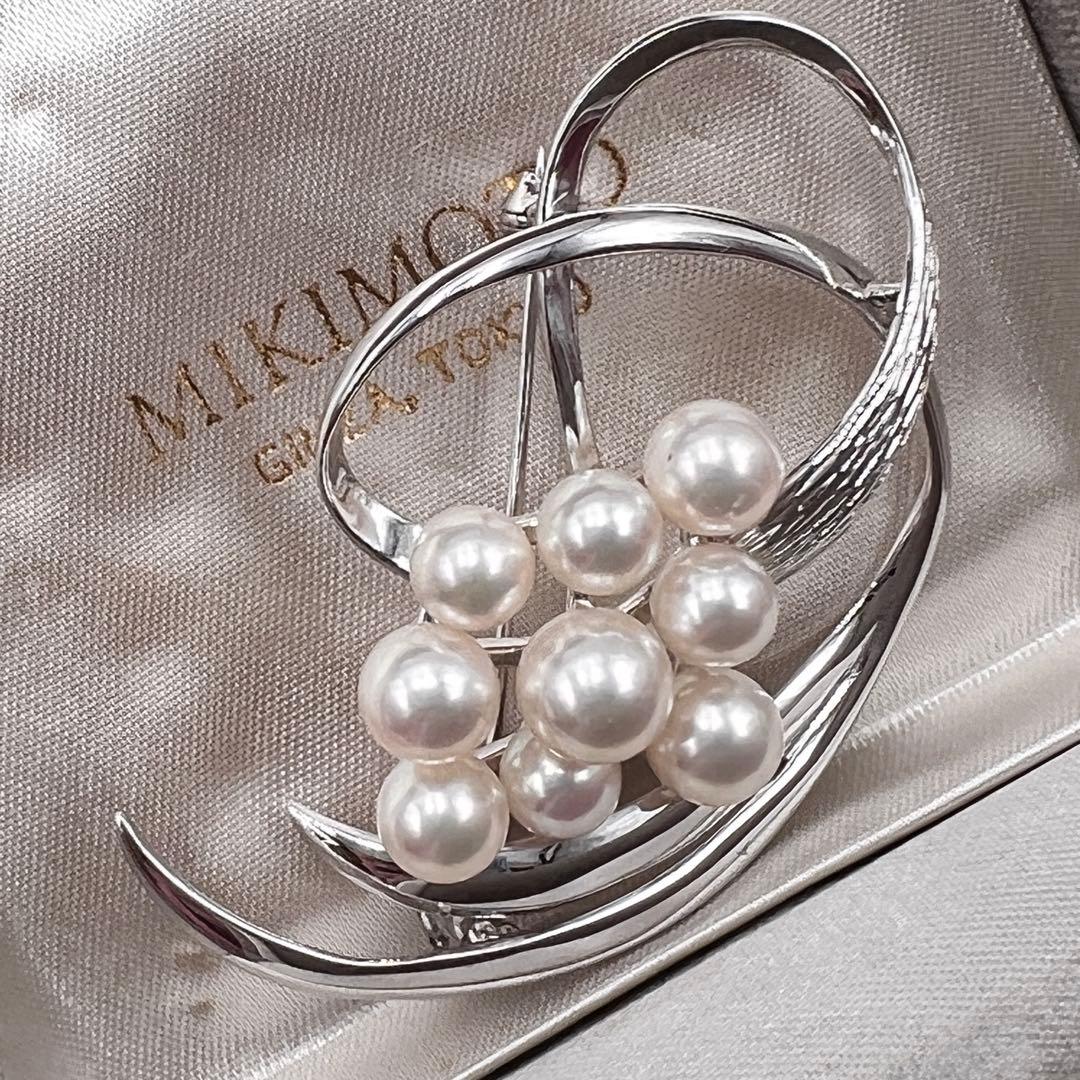 MIKIMOTO ミキモト アコヤ 本真珠 ブローチ パール9粒