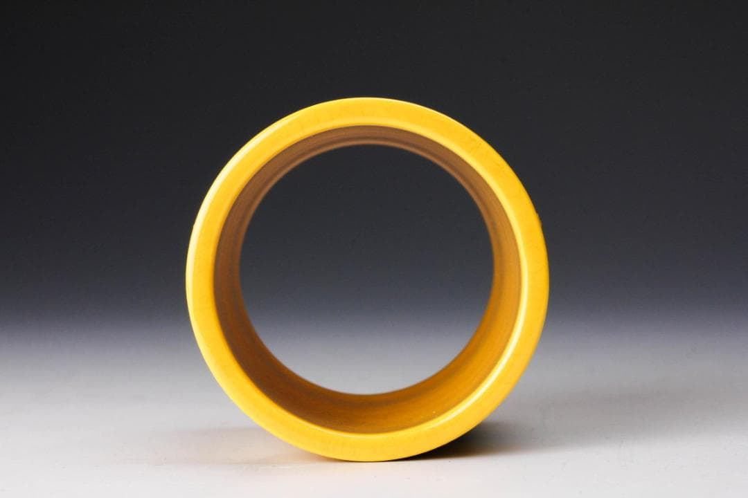 【美品】茶道具・蓋置｜中村翠嵐・黄交趾（根引松）