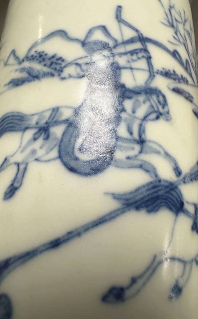 中国骨董　青花人物棒槌瓶　清時代