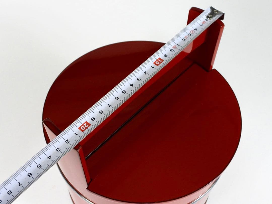 木製　輪島塗　銀輪線　朱漆塗り　手桶水指　共箱　茶道具