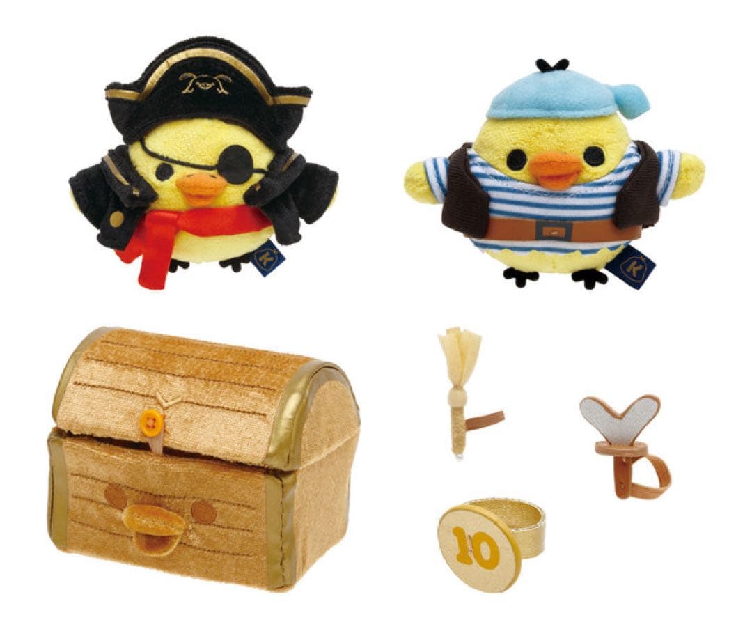 リラックマストア限定　キイロイトリ 海賊団のお宝セット　てのりぬいぐるみ