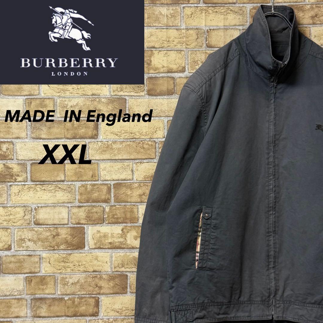 バーバリーロンドン　イングランド製　スイングトップジャケット　刺繍ロゴ　XXL