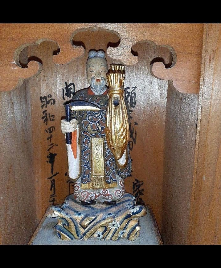 極彩色　稲荷明神　仏像　神像　　厨子