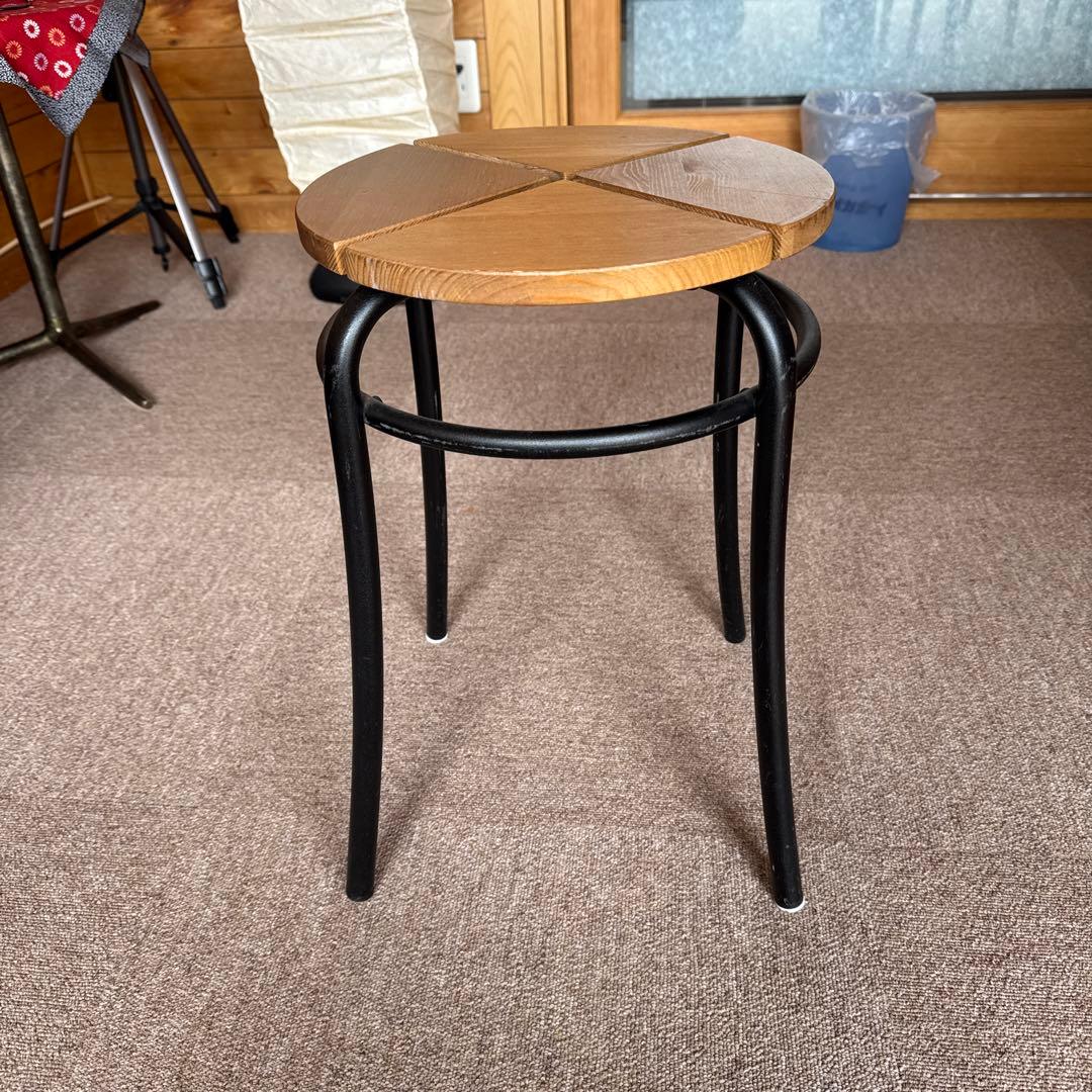 木製円形スツール 4分割デザイン2本￼セット