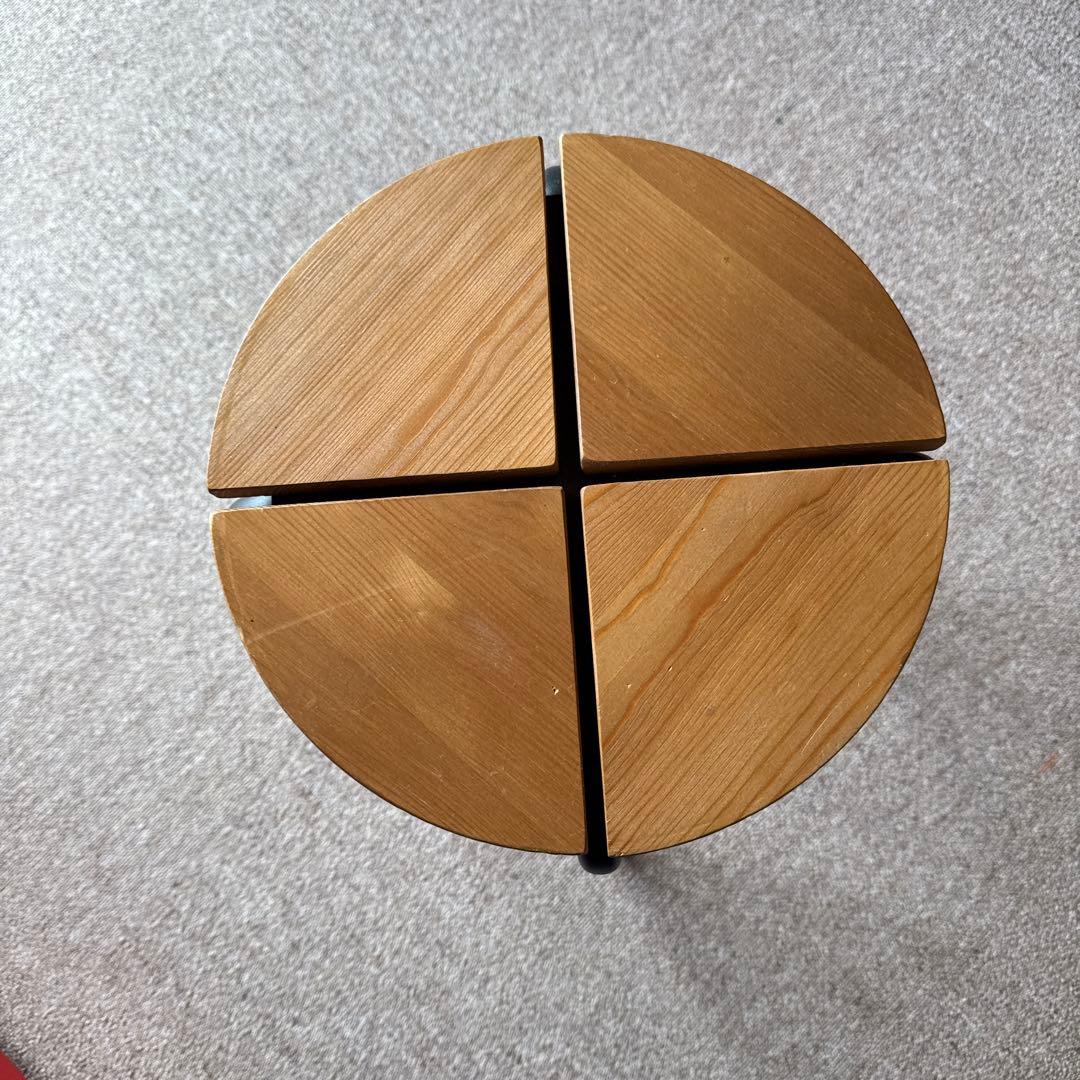 木製円形スツール 4分割デザイン2本￼セット