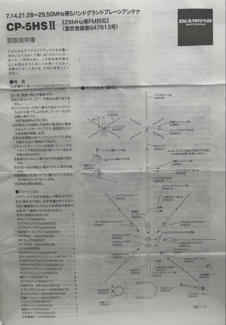 DIAMOND CP-5HS II アンテナ