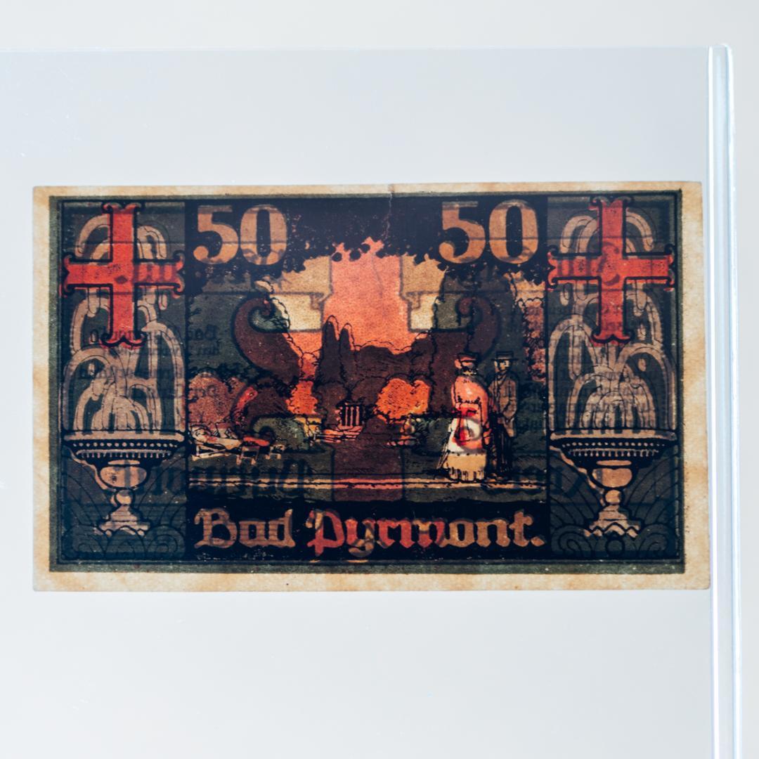 本物保証 アンティーク額装＋希少ノートゲルト5点セット ドイツ