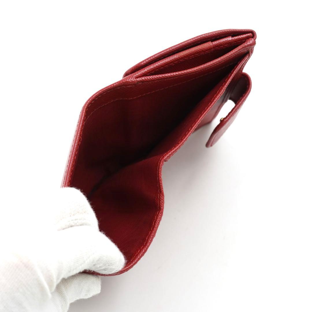 ✨新品未使用・箱付き✨　PRADA ミニ財布　サフィアーノレザー　二つ折り　赤色