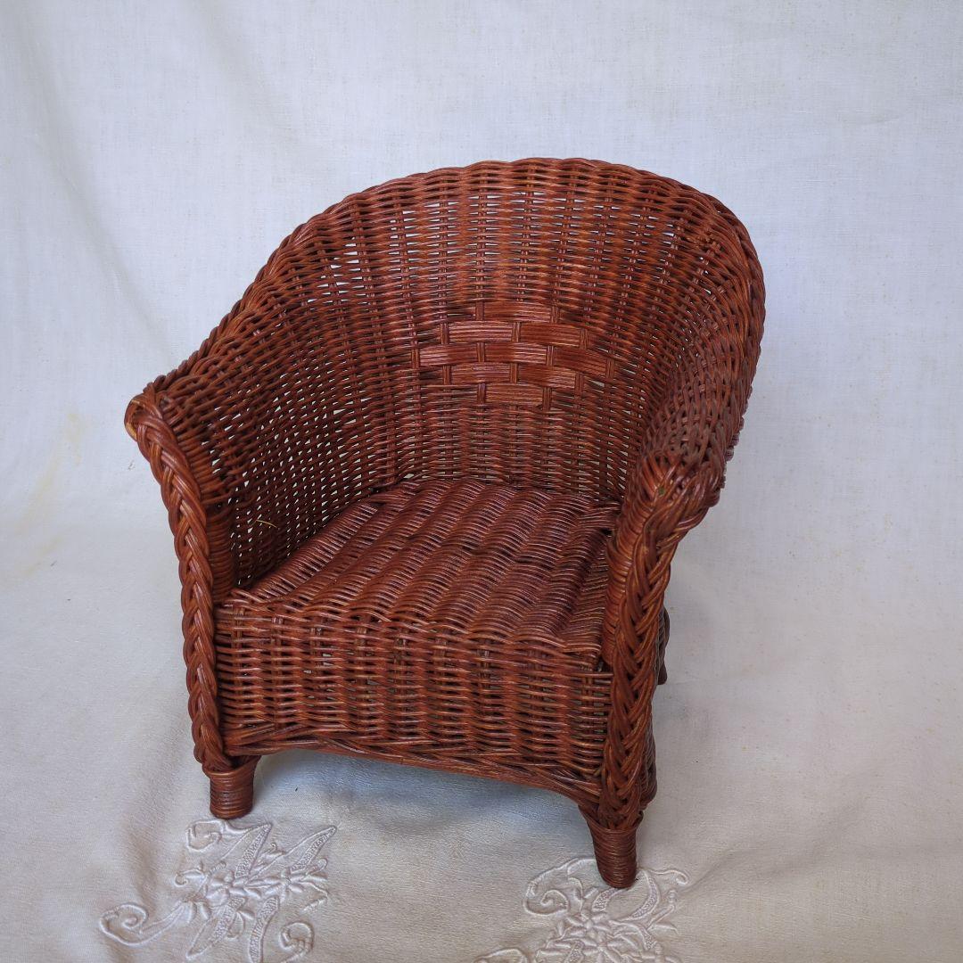 フランスアンティーク ドールチェア ② ローズマダー ラタン