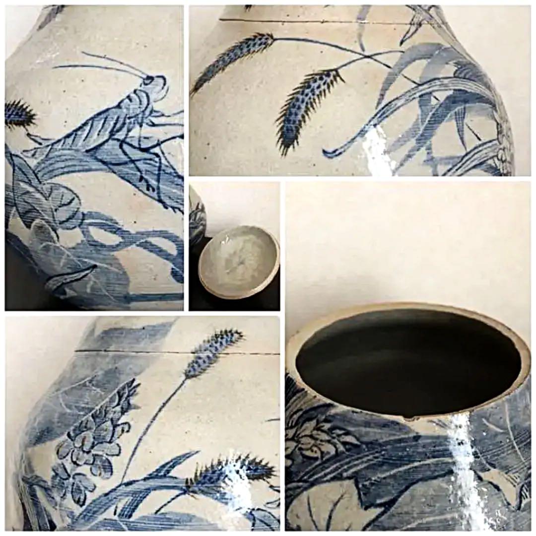 飾り蓋壺 陶器 草の陣 在銘 共箱 蓋物