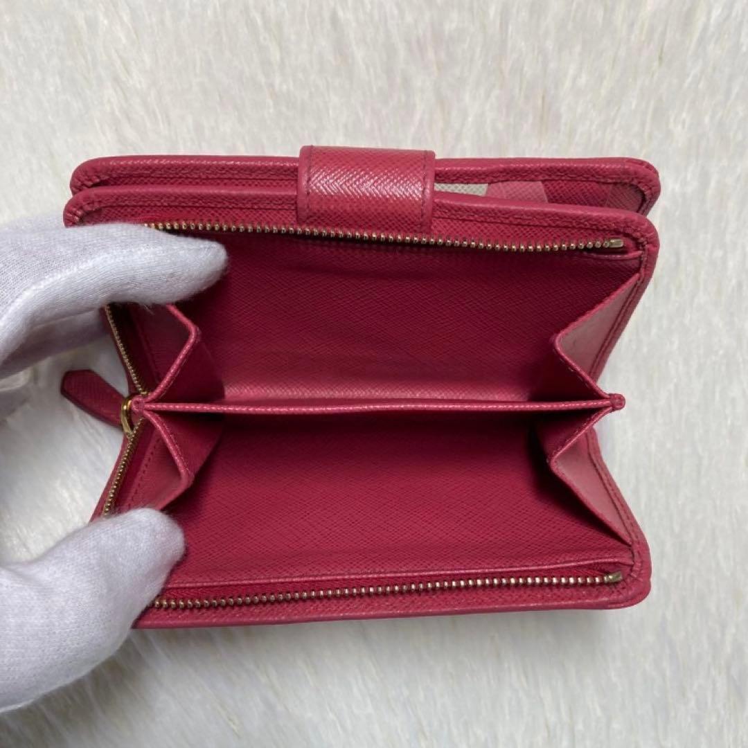 週末大特価美品　PRADA プラダ　二つ折り　財布　コンパクト　ピンク　バイカラ
