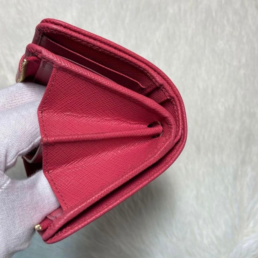 週末大特価美品　PRADA プラダ　二つ折り　財布　コンパクト　ピンク　バイカラ