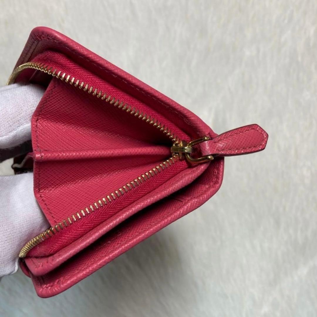 週末大特価美品　PRADA プラダ　二つ折り　財布　コンパクト　ピンク　バイカラ