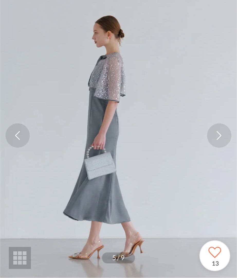 Lejaスパンコールビジューボレロマーメイドドレスワンピース2点セット　ブルーM