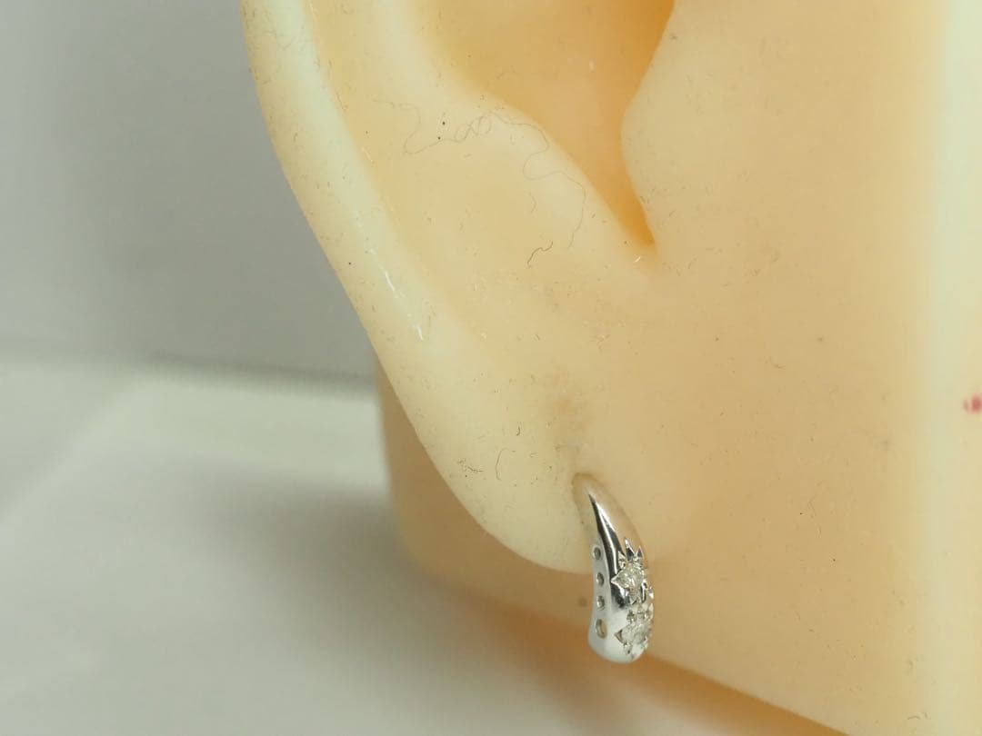 K14WG 天然ダイヤモンド デザインピアス