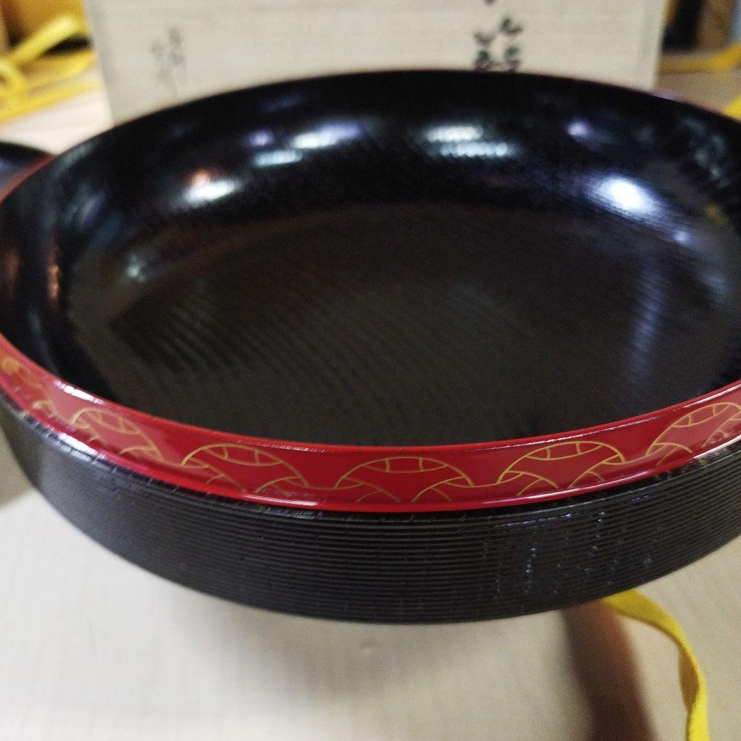 漆器 蓋付き器 黒色 金色帯　塗師　宗明　食籠