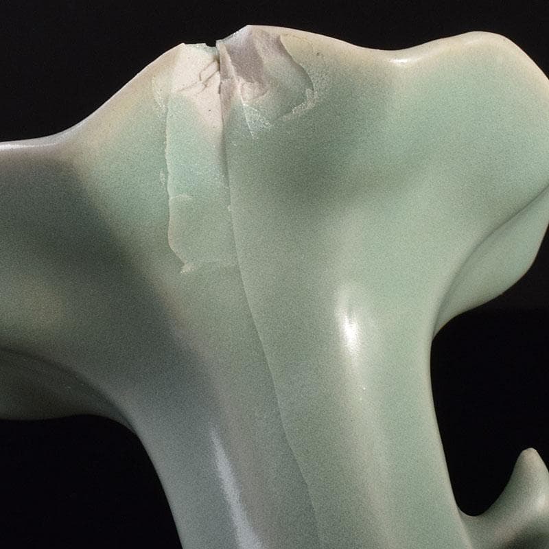 中国　龍泉窯　粉青釉　桔梗口双耳瓶　花入　C　6908