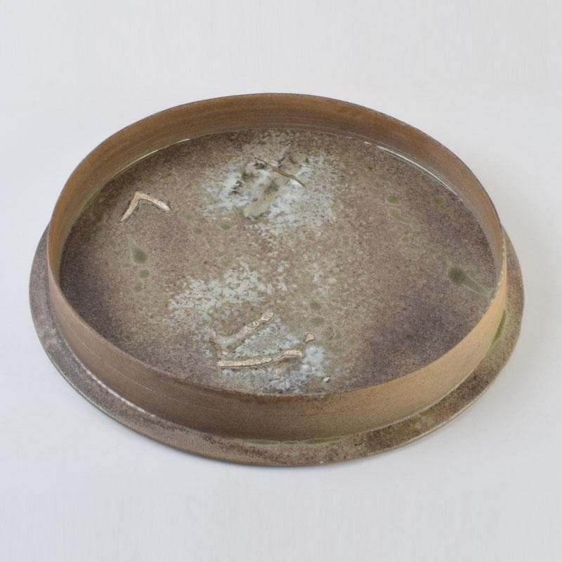 和食器　焼〆　南蛮皿　大皿　在銘　共箱　N　8740A