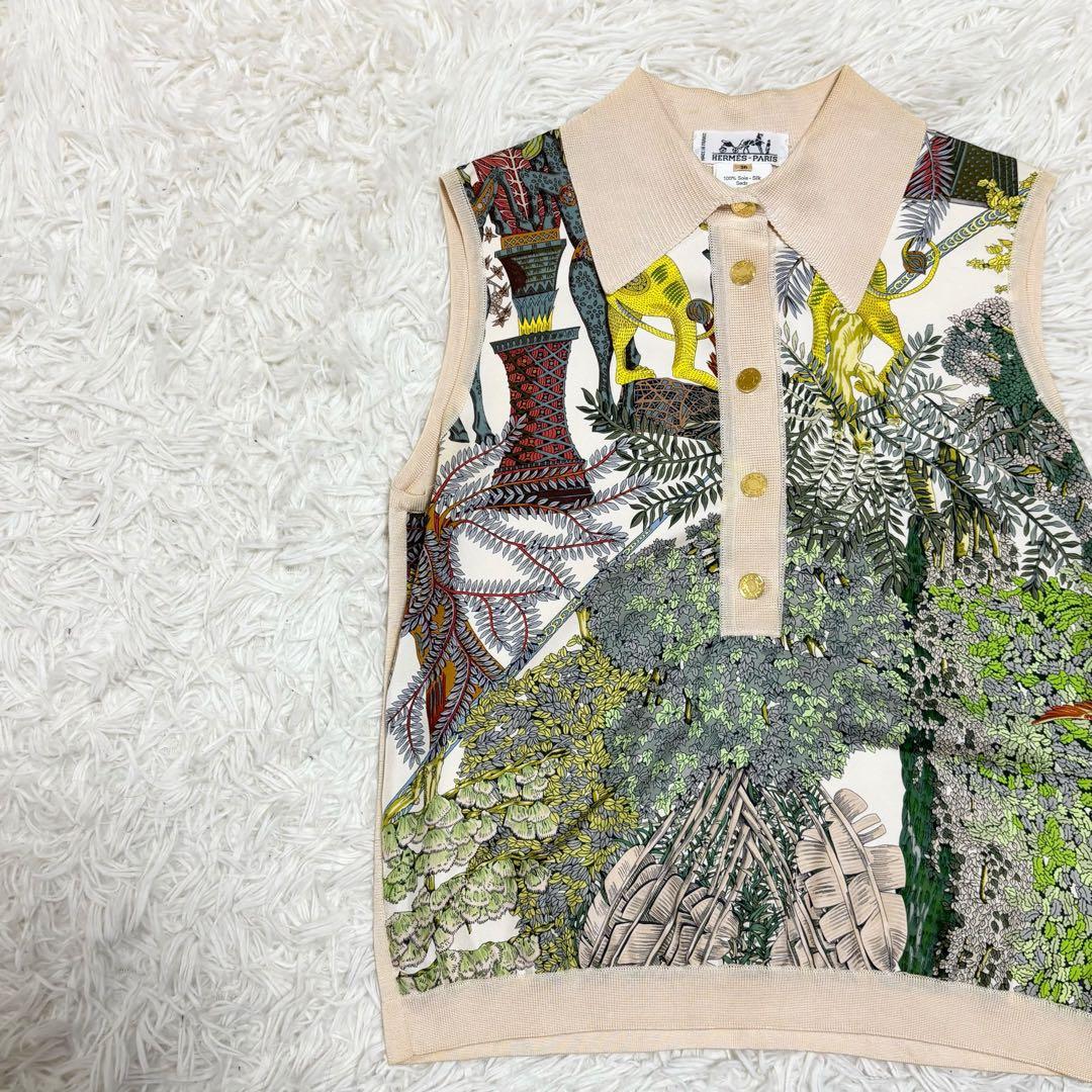 Jungle Love HERMES ノースリーブ　ポロシャツ　シルク　スカーフ