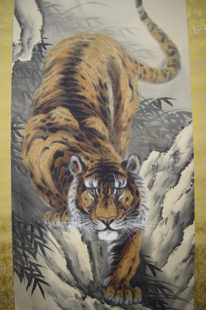名称不詳/猛虎図/掛軸☆宝船☆Z-97