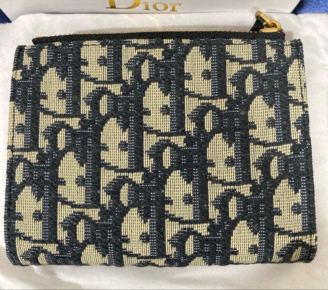 極美品箱付き/DIOR /ミニバイフォールドウォレット オブリークジャガード