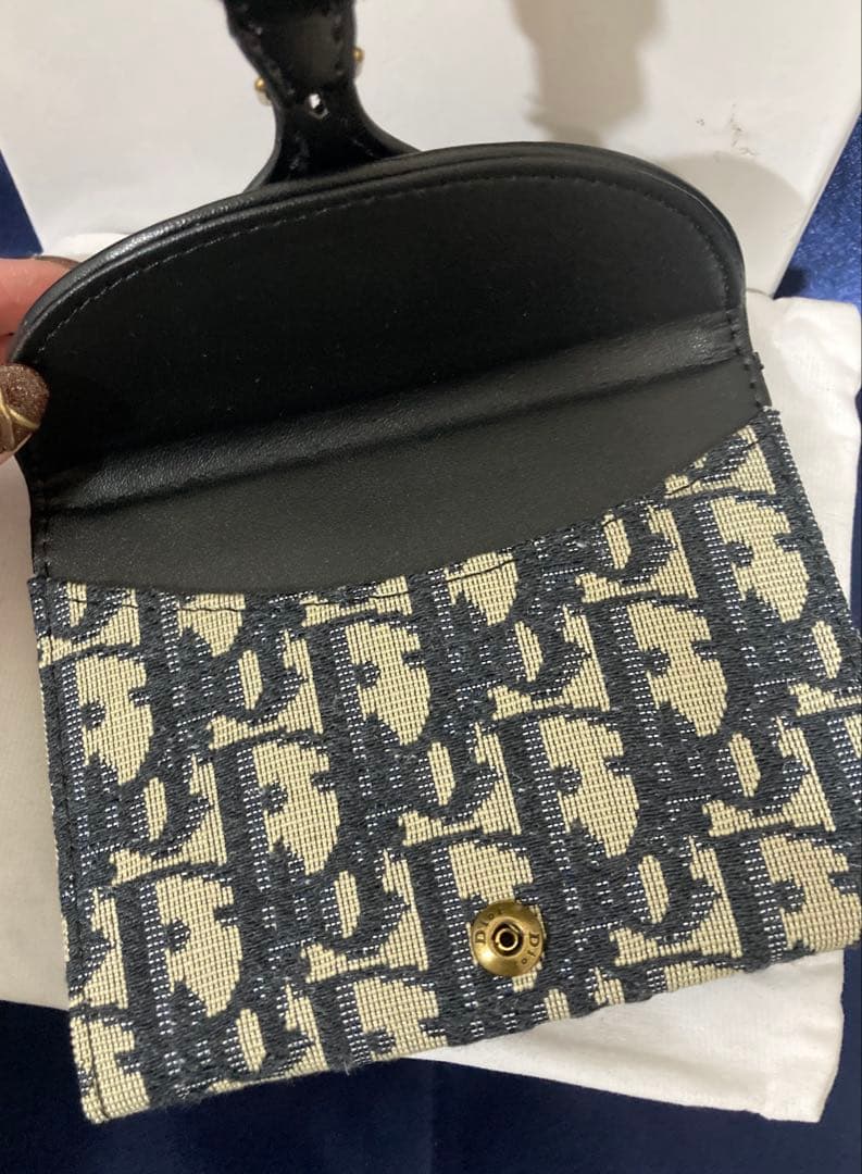 極美品箱付き/DIOR /ミニバイフォールドウォレット オブリークジャガード