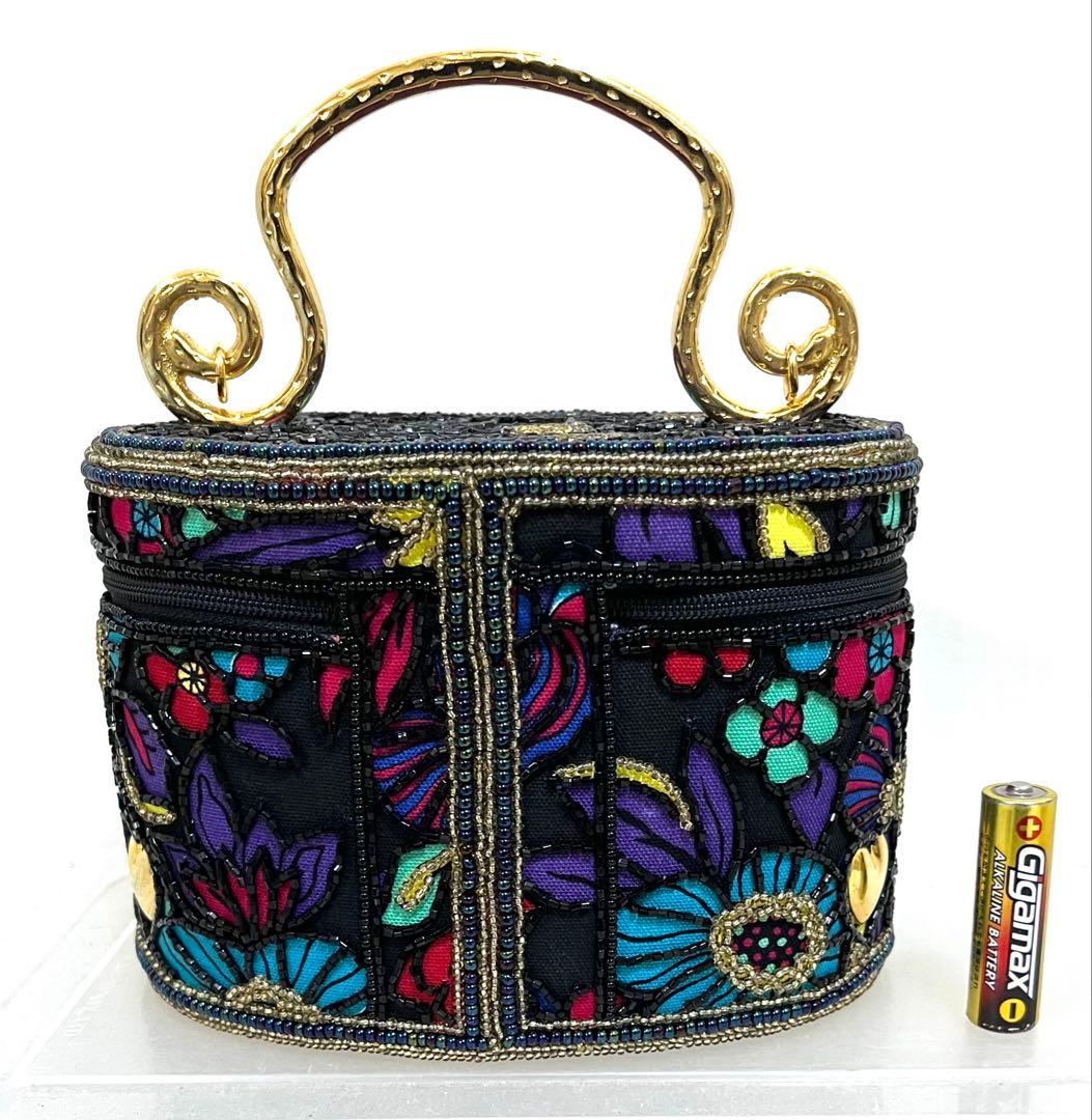 LUMY はしもと 花柄パーティーバッグ バニティバッグ 黒/モルティ