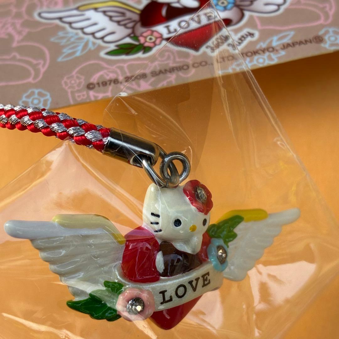 ★激レア★ハローキティ タトゥーKT LOVE 天使の羽 羽根 ストラップ 根付