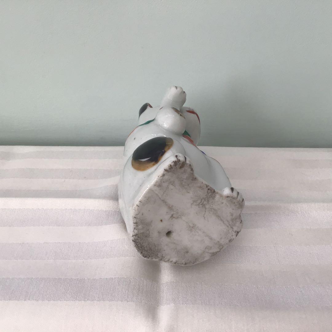 骨董　陶器製　招き猫