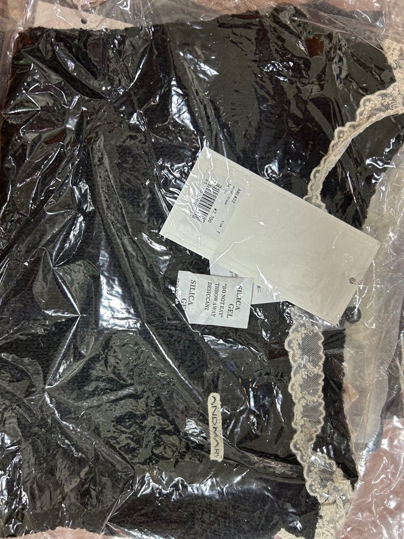 即日発送ブラックCotton ribbon tank andmary