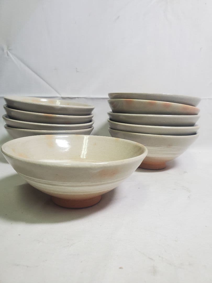 長期保管品　茶道　抹茶茶碗　萩焼　数茶碗　十碗　紙箱入　現状で