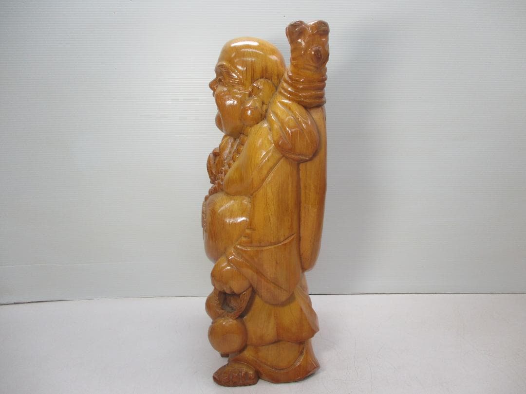 七福神 木彫り 布袋様 置物 木製 縁起物 開運 夫婦円満 笑門来福 58cm