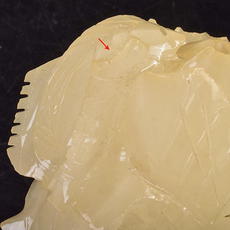 中国　玉石白玉彫刻　白菜　置物　唐木台付　C　R7586